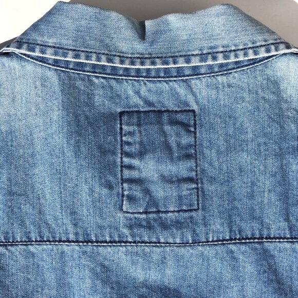 anthropologie  mo:vint  button up denim shirt size Medium M 100% cotton AS IS - Picture 11 of 16
